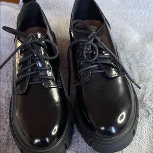 Madden Girl Glossy Black Chunky Lace-Up Shoes